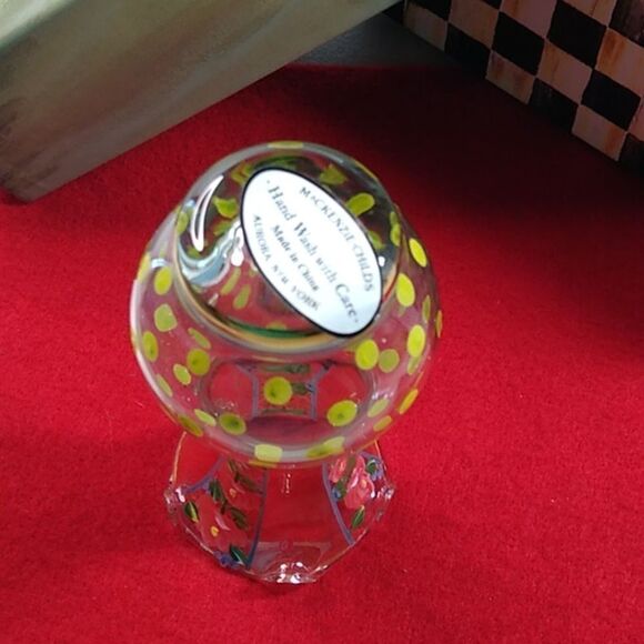 Mackenzie -Childs Ruffled Pip Bud Vase and Box Hand Painted Flowers & Dots - Picture 3 of 9